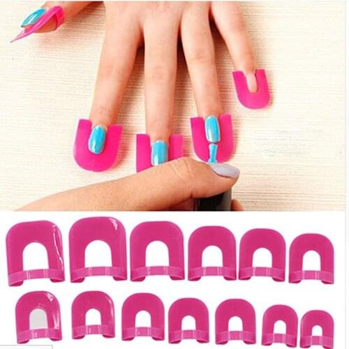 New 26x Nail Polish Edge Anti-Flooding Plastic Template Clip + 1 Pc Sticker Tool Set