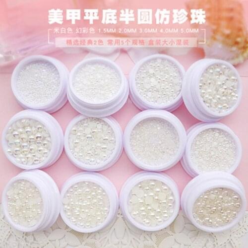 1 box GISLAN 1.5mm/2mm/3mm/4mm/5mm DIY Half Round Flat back Beads ABS Imitation Pearls Decoration Phone Nail Art Jewelry Manicur