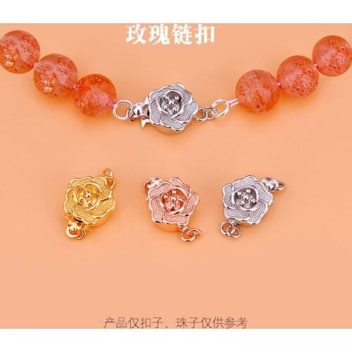 S925 pure silver rose buckle insert buckle bracelet necklace connection buckle jewelry manual DIY accessories material bag