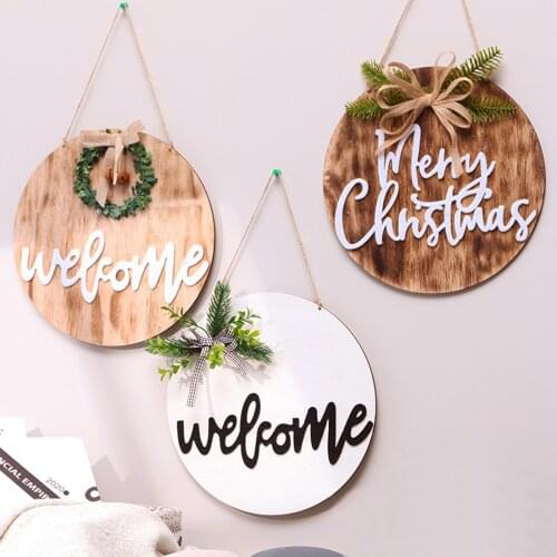 Christmas Pendant Decorations Ornament Porch Signs Wooden Hanging Door Craft Board Home Wall Signature Board
