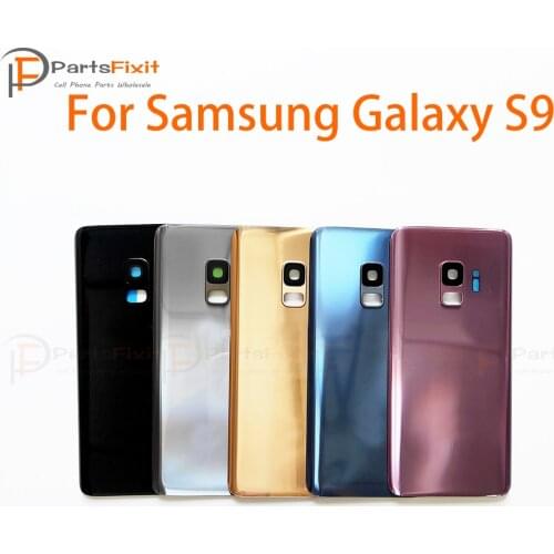 S9 Rear Cover Battery Glass with Camera Lens for Samsung Galaxy S9 Rear Housing Door with Adhesive and Camera Lens Frame Parts