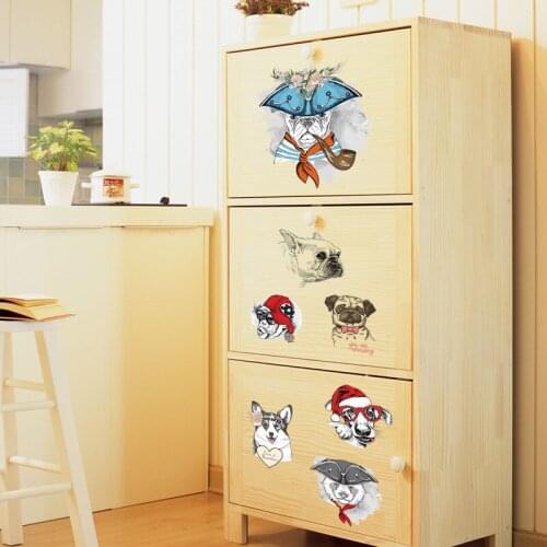 Tobacco pipe pirate dog wall sticker window wardrobe refrigerator decoration for kids room home decor cartoon animal art sticker