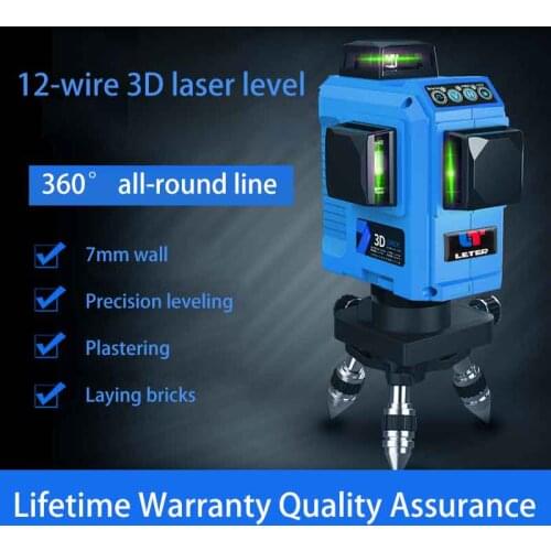Level 12lines 3D 360 degree laser line leveling green line precise adjustment indooroutdoor laser level