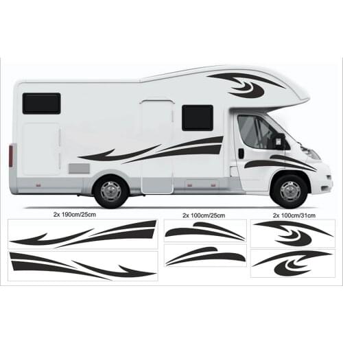 Camper Van Graphics Motor Home Vinyl Graphics Decal Racing Sports Long Stripe Decals DIY Sticker Both Sides