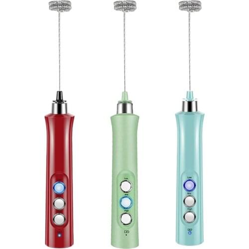Milk Frother, Rechargeable Milk Frother Electric 3 Speeds Milk Frother Handheld for Coffee, Chocolate