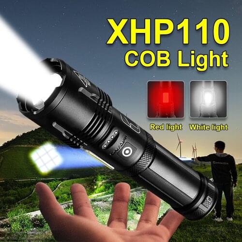 XHP110+COB Most Powerful LED Flashlight Torch XHP90 Usb Tactical Flashlights 18650 Rechargeable Work Light XHP50 Camping Lantern