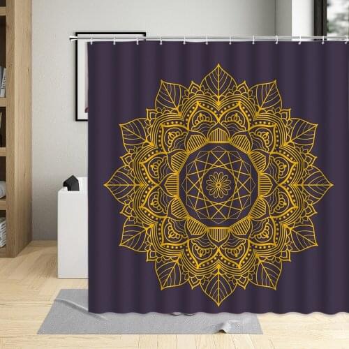 Bohemian Floral Color Mandala Pattern Shower Curtain Waterproof Fabric Bathroom Decor Arabic Indian Bath Curtains With Hooks