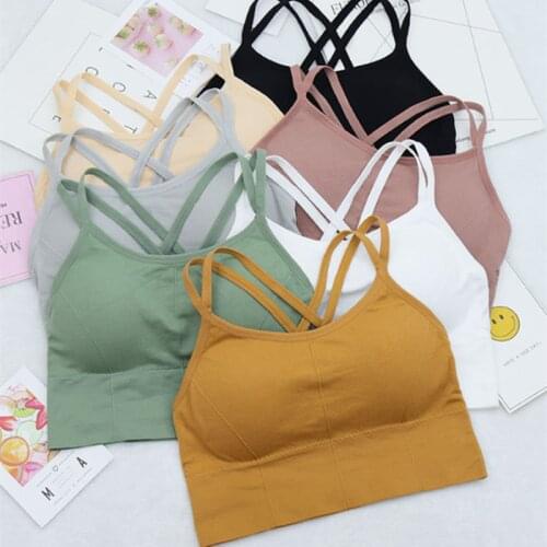 Womens Double Cross Back Sports Bras,Seamless Breathable Padded Sports Top,Shockproof Running Fitness Yoga Bra Top