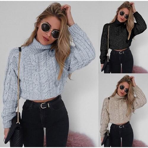 Women Twist Turtlenecks Sweaters Autumn Fashion Knitwear Ladies Fashion Slim Cropped Jumpers Female Basic Solid Color Pullover