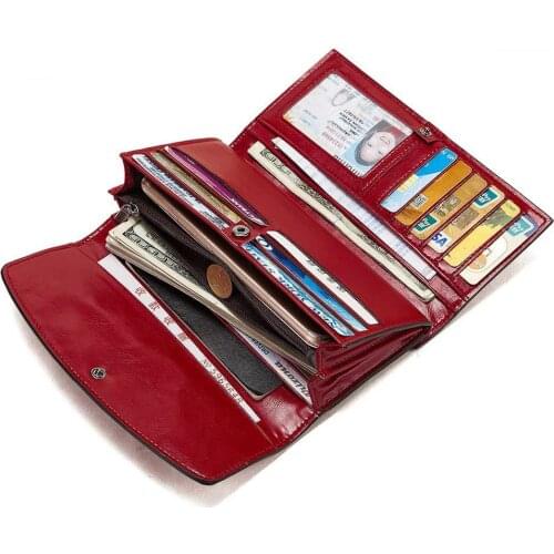 New Fashion Genuine Leather Women Long Purse Female Clutches Money Wallets Brand Design Handbag for Cell Phone Card Holder Walet