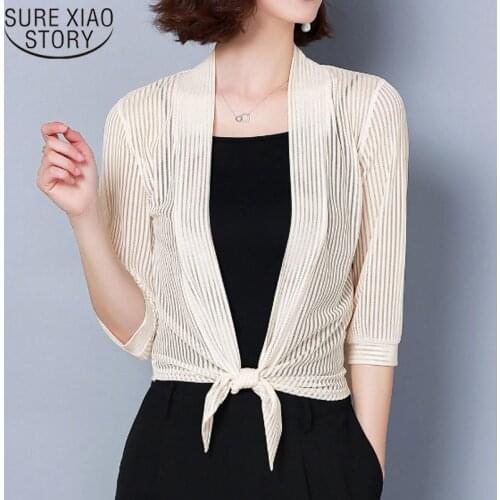 2019 Fashion Ladies Coats Harajuku Short Coats Women Coats Solid Three Quarter Office Lady Open Stitch Coats Women 3723 50