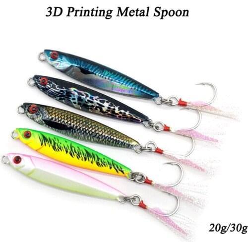 1PC 20g30g 3D Printing Laser Artificial Bait Metal Jigging Spoon Sea Fishing Jigging Lure Boat Fishing Jig Lures pesca Fishing