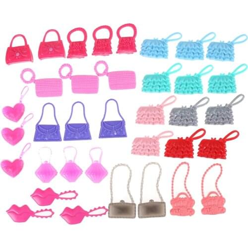 10 PCS Mix Styles Colorized Fashion Morden Doll Bags For Doll Accessories Toy Birthday Xmas Gift Cute Dolls Accessories