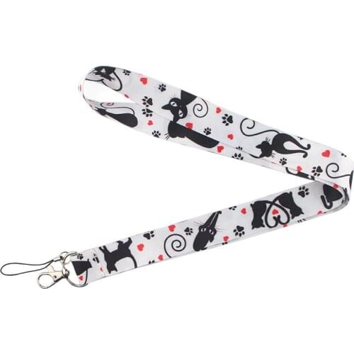 12pcs/lot Cat animal kawaii Neck Strap Lanyard Mobile Phone Key Card Identification Straps Badges Holder DIY Hanging E0713
