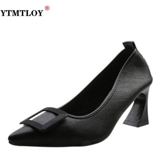 2021 Women Fashion Sweet High Heels For Office Ladies Casual Patent Leather Shoes Pointed Toe Zapatos De Mujer Plataforma