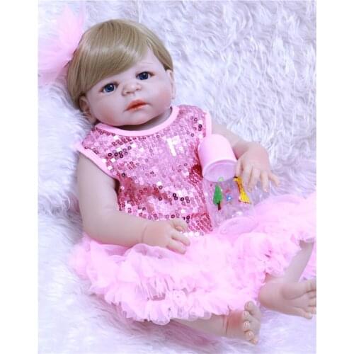 23"57cm full body silicone reborn baby girl dolls toys gift bebes reborn corpo de silicone inteiro