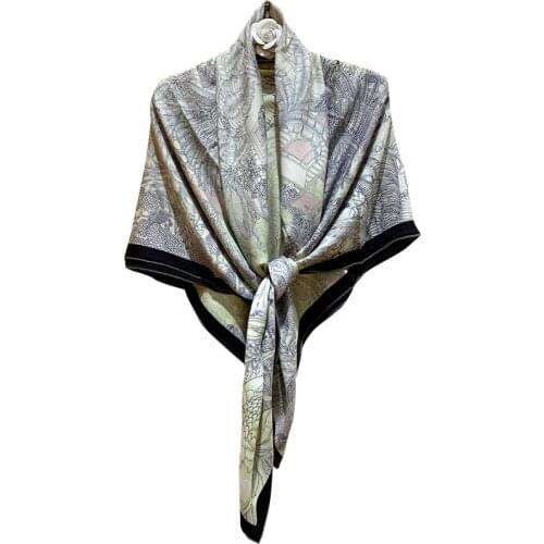 Pure Silk Cashmere Square Scarf Warm Cashmere Scarves Shawls Luxury Brand Neck Bandana Pashmina Lady Wrap 135cm