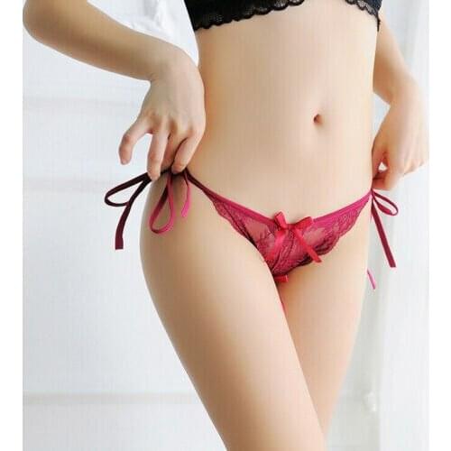 4 Colors Women Sexy Lace Underwear Knickers Thong Panties Female Open Back Sexy Briefs Panties One Size