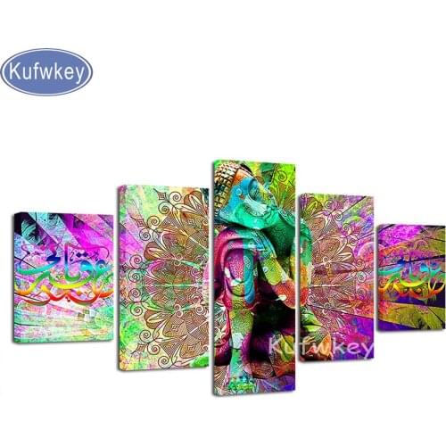 5pcs/set,DIY 5D Diamond Painting buddha Cross Stitch Embroidery Patterns rhinestones Diamond Mosaic decor Christmas gift