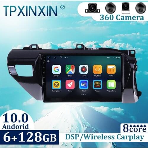 6+128GB For Toyota Hilux RHD 2015-2020 Android 10 Carplay Radio Player Car GPS Navigation Head Unit Car Radio with Screen