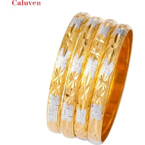 8MM 6Pcs/Lot Dubai Gold Bangles for Women Men Silver Color Ethiopian Bracelets African Bangles Bracelets Jewelry 6pcs/lot