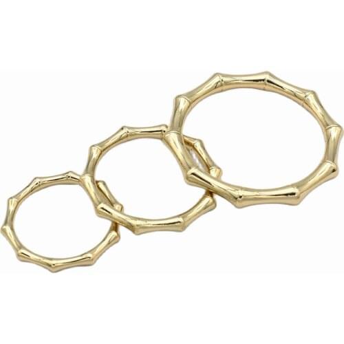 32-50mm Light gold Bamboo O Rings Non-welded seamless loops craft circle rings Round strap Circle Ring backpack buckle for purse