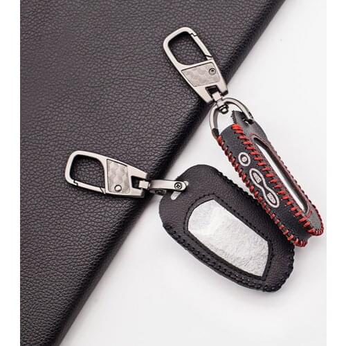 DXL4950 Soft Texture 100% Leather Key Case Cover Car Alarm System for Pandora DXL 4950 DX-90BT DX-91 DX9X TTS LCD Remote Control