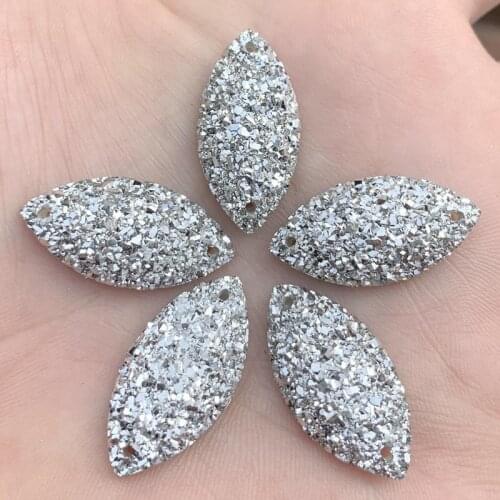 DIY 75pcs 13*26mm Resin horses Flatback Rhinestone Wedding Buttons Gem Scrapbook Accessorie/silver -S669*5