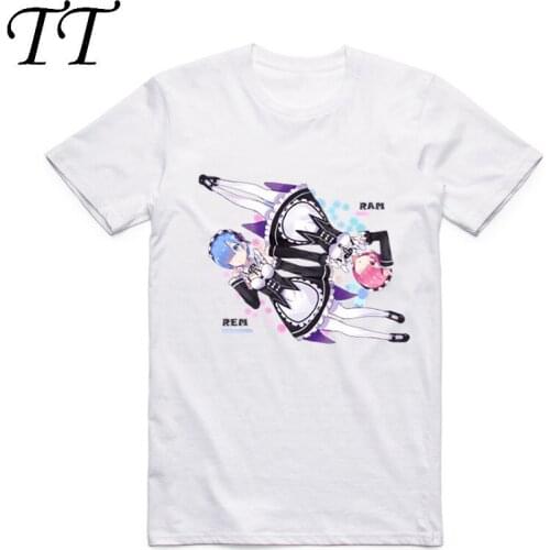 2019Fashion Men Print Re:Zero REM Anime T Shirt O-Neck Short Sleeve Summer Re:Life In A Different World From Zero Unisex Top Tee