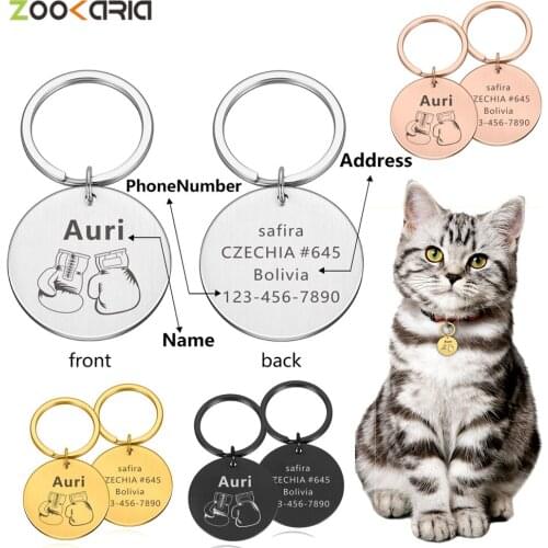Personalized Name Puppy Cat ID Tags Anti-lost Dog Tag Engraved Custom Tel Dogs Collar Customized AddressTag For Pets Accessories