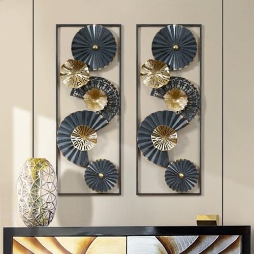 Chinese Luxury Wrought Iron Wall Hanging Blue Ornaments Home Livingroom Wall Mural Decoration Hotel Porch 3D Wall Sticker Crafts