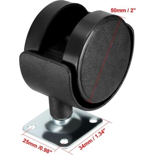 Uxcell Swivel Caster Wheels 2 Inch Nylon 360 Degree Rotate Top Plate Mounting Caster Twin Wheel with Brake , 2 Pcs