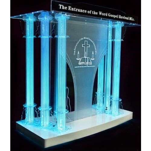 AKLKE Multifunction Clear Church Pulpit With A Remote Control To Control The Speed Of The Lights Colors Selection Fashion Table