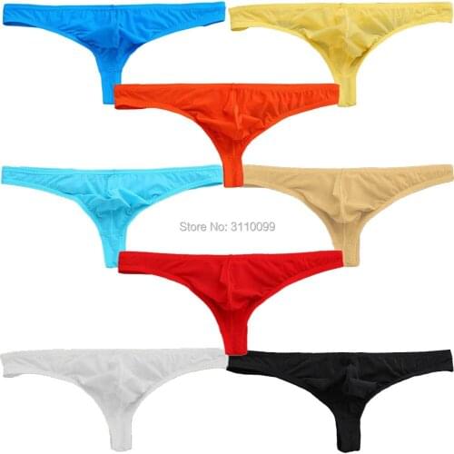 Mens ice silk smooth transparent thongs g strings mens see through underwear tanga briefs men t back thong panties