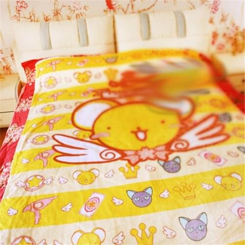 1pcs Anime Cardcaptor Sakura Cartoon Printed Plush Soft Blanket Home Cosplay Decor Bedsheet Collection for Women Men 150cm*200cm