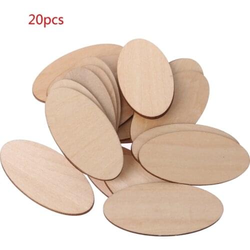 New 10/20/30pcs Oval Wooden Slices Chips Unfinished Cutout Name Tags DIY Scrapbook Mar-17