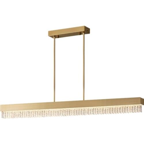 New Design Long Dining Room Chandelier Led Glass Hanglamp AC110V 220V Gold Bar Light