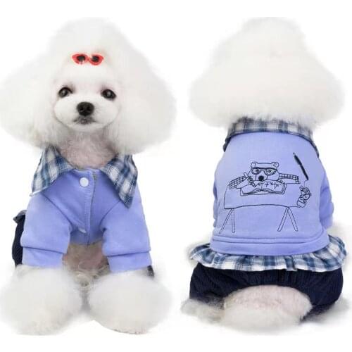 Pet dog clothes autumn and winter Teddy four-legged small dogs warm thick padded coat wadded jacket dog Jumpsuits