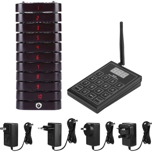 Restaurant Pager Wireless Call Guest Customer Paging-Queuing System Guest Pager For Fast Food Restaurant 100-240V Pager System