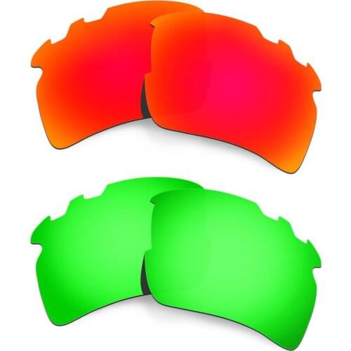 HKUCO For Flak 2.0 XL-Vented Sunglasses Polarized Replacement Lenses 2 Pairs Red & Green