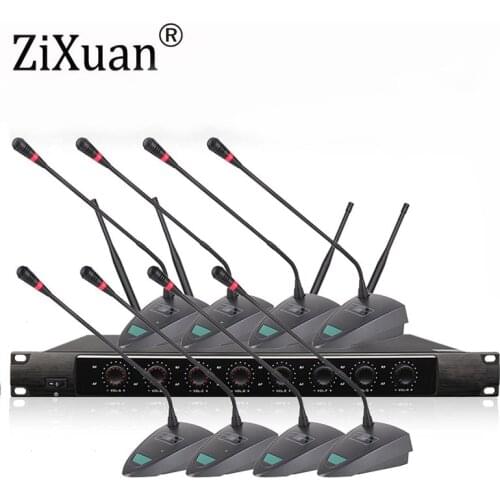 Professional UHF 8 Channel Wireless Conference Gooseneck Microphone SystemStage Performnce Headset Handheld lavalier Microphone