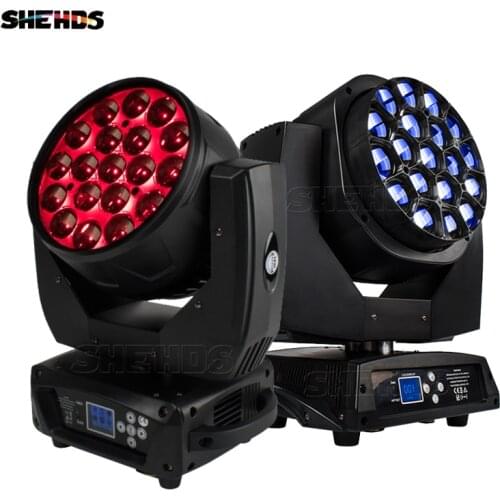2pc19x15W Wash Big Bees Eyes RGBW LED Zoom Beam Moving Head Light for DJ Disco KTV Bar Nightclub SHEHDS Stage Light