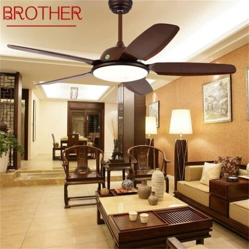 BROTHER Modern Ceiling Fan With Lamp Kit With Remote Control 3 Colors LED Fan Light for Home Dining Room Bedroom Living Room