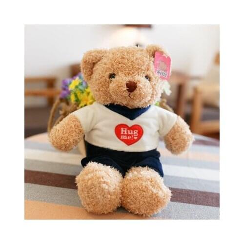 About 38cm light brown teddy bear plush toy hug me clothes bear doll birthday gift b0640