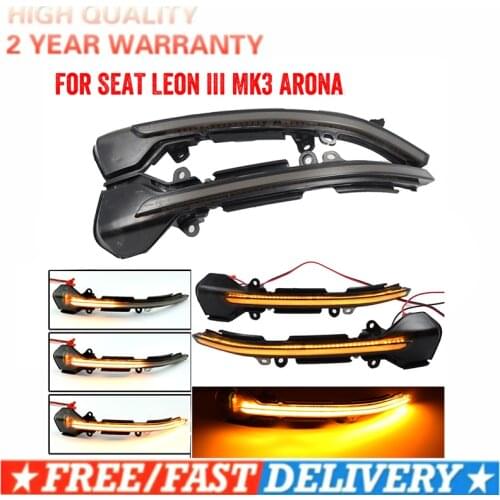 LED dynamic turn signal flashing sequence side mirror indicator for SEAT Leon III Mk3 5F 13-18 Ibiza KJ Mk5 V Arona 17-18