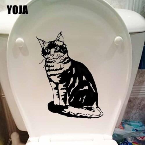 YOJA 18X23.6CM Wall Stickers Beautiful Cat Animal Pets Kids Room Decor Toilet Decal T5-0141