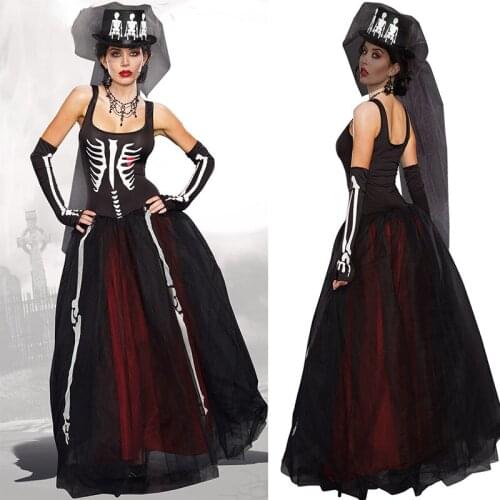 Special Sexy Vampire Zombie Dress Women Skull Ghost Bride Costumes Halloween Skull Skeleton Cosplay costume Dresses for women