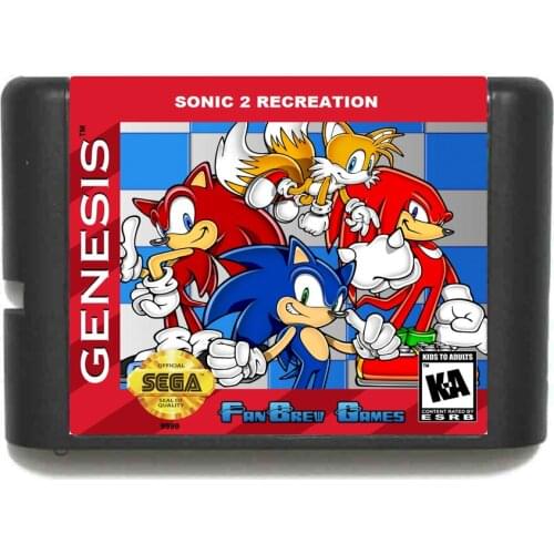 Sonic 2 Recreation 16 bit MD Game Card For Sega Mega Drive For Genesis