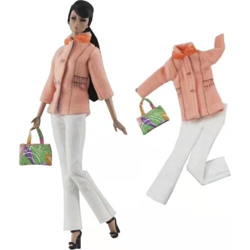 1/6 Fashion Winter Outfit Set for Barbie BJD Doll Clothes Coat Jacket Bell-bottom Pants Trousers Dollhouse Role Play Accessories