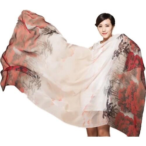 100% Silk Long Scarf Shawls Womens Outdoor Sunscreen Capes Ultrathin Transparent Comfortable Breathable 175*105CM
